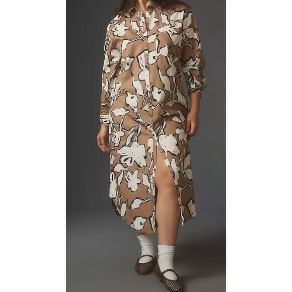 Anthropologie The Soren Long-Sleeve Shirt Dress by Maeve Size M - Picture 11 of 12